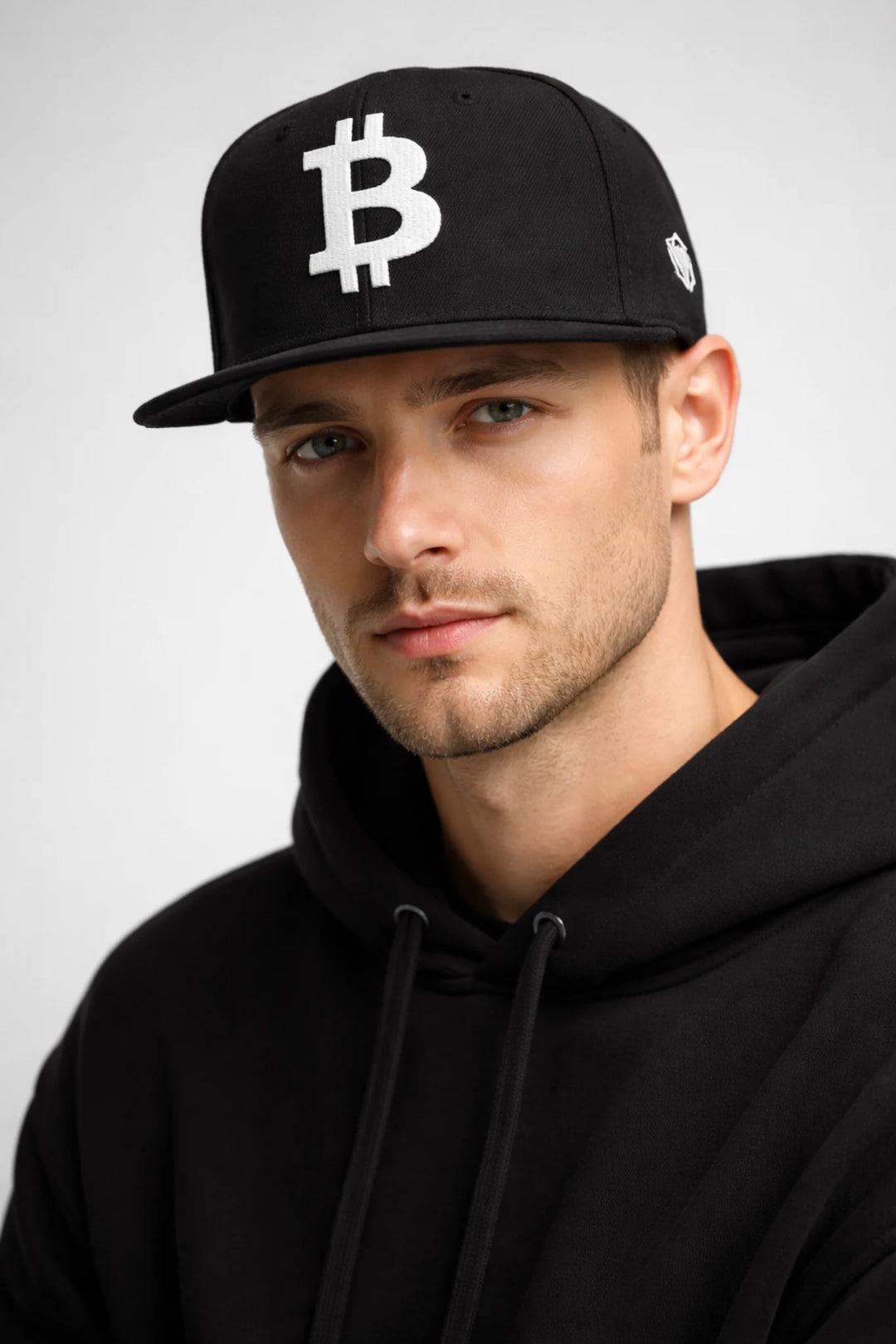 Model wearing Bitcoin Cap in everyday outfit