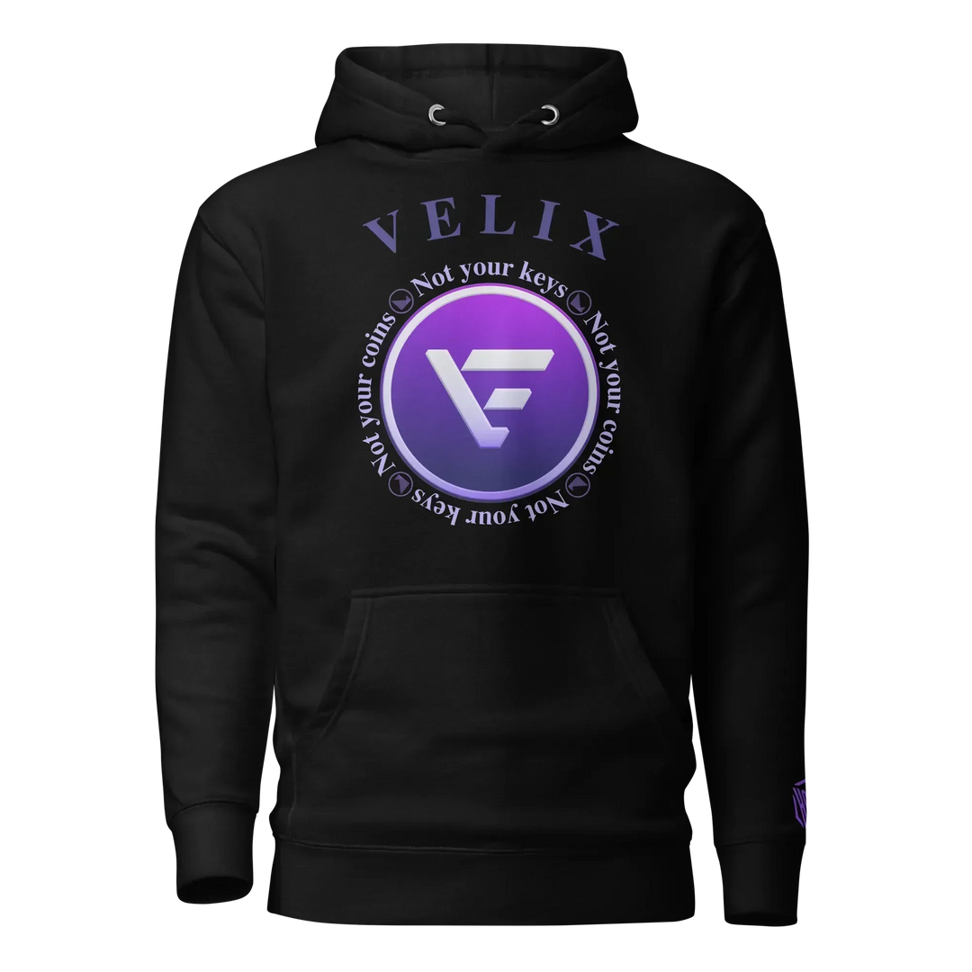 VELIX Hoodie – Crypto Merch „Not Your Keys“ - VELIX Hoodie – Crypto Merch „Not Your Keys“ - Schwarz / S | Exklusive Hoodie Streetwear von HODL®