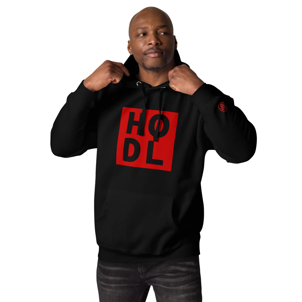 ENTWURF HODL HOODIE BIG RED BOX - ENTWURF HODL HOODIE BIG RED BOX - Schwarz / S | Exklusive Hoodie Streetwear von HODL®