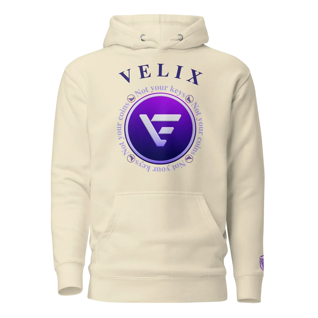 VELIX Hoodie – Crypto Merch „Not Your Keys“ - VELIX Hoodie – Crypto Merch „Not Your Keys“ - Beige / S | Exklusive Hoodie Streetwear von HODL®