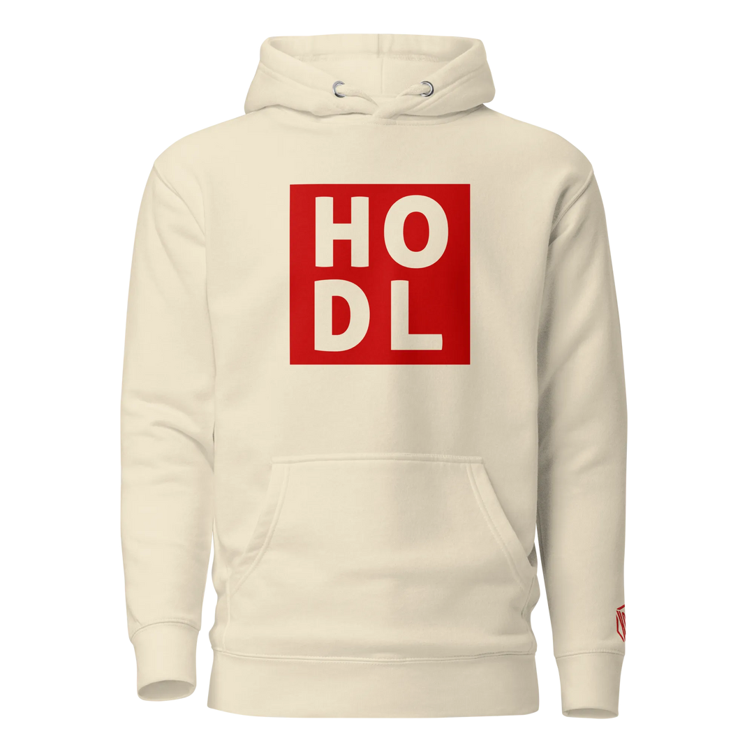 ENTWURF HODL HOODIE BIG RED BOX - ENTWURF HODL HOODIE BIG RED BOX - Bone / S | Exklusive Hoodie Streetwear von HODL®