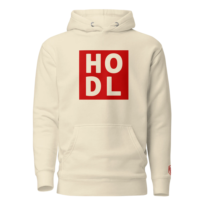 ENTWURF HODL HOODIE BIG RED BOX - ENTWURF HODL HOODIE BIG RED BOX - Bone / S | Exklusive Hoodie Streetwear von HODL®