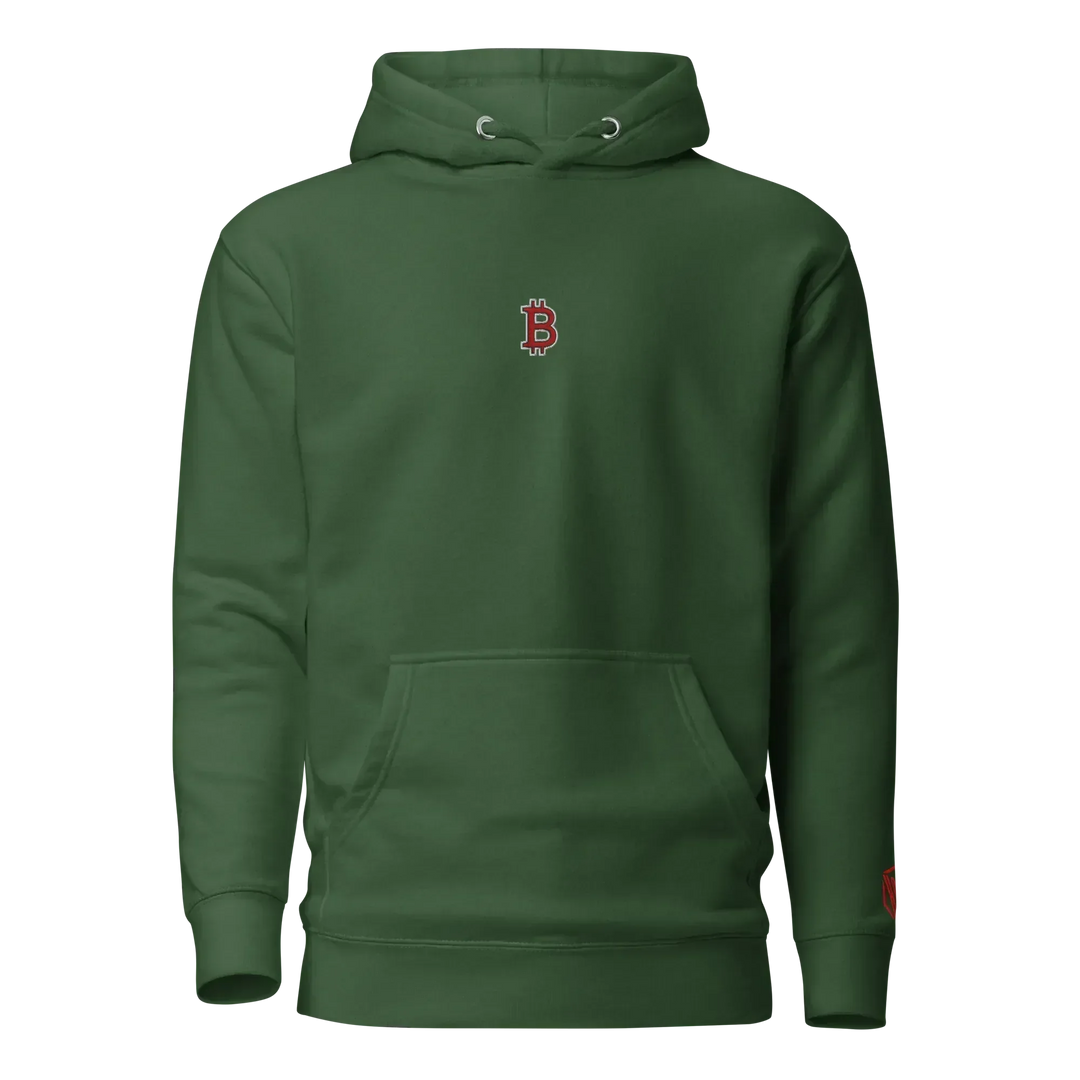 Bitcoin Hoodie HODL³ Red - Bitcoin Hoodie HODL³ Red - Validator Green / S | Exklusive Hoodie Streetwear von HODL®