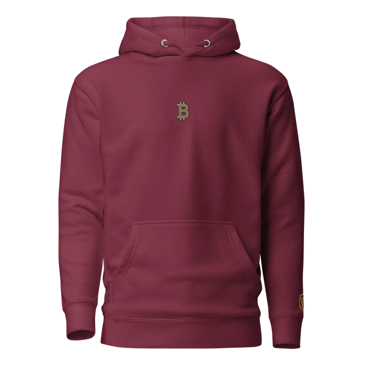 Bitcoin Hoodie HODL³ Gold - Bitcoin Hoodie HODL³ Gold - Block Wine / S | Exklusive Hoodie Streetwear von HODL®