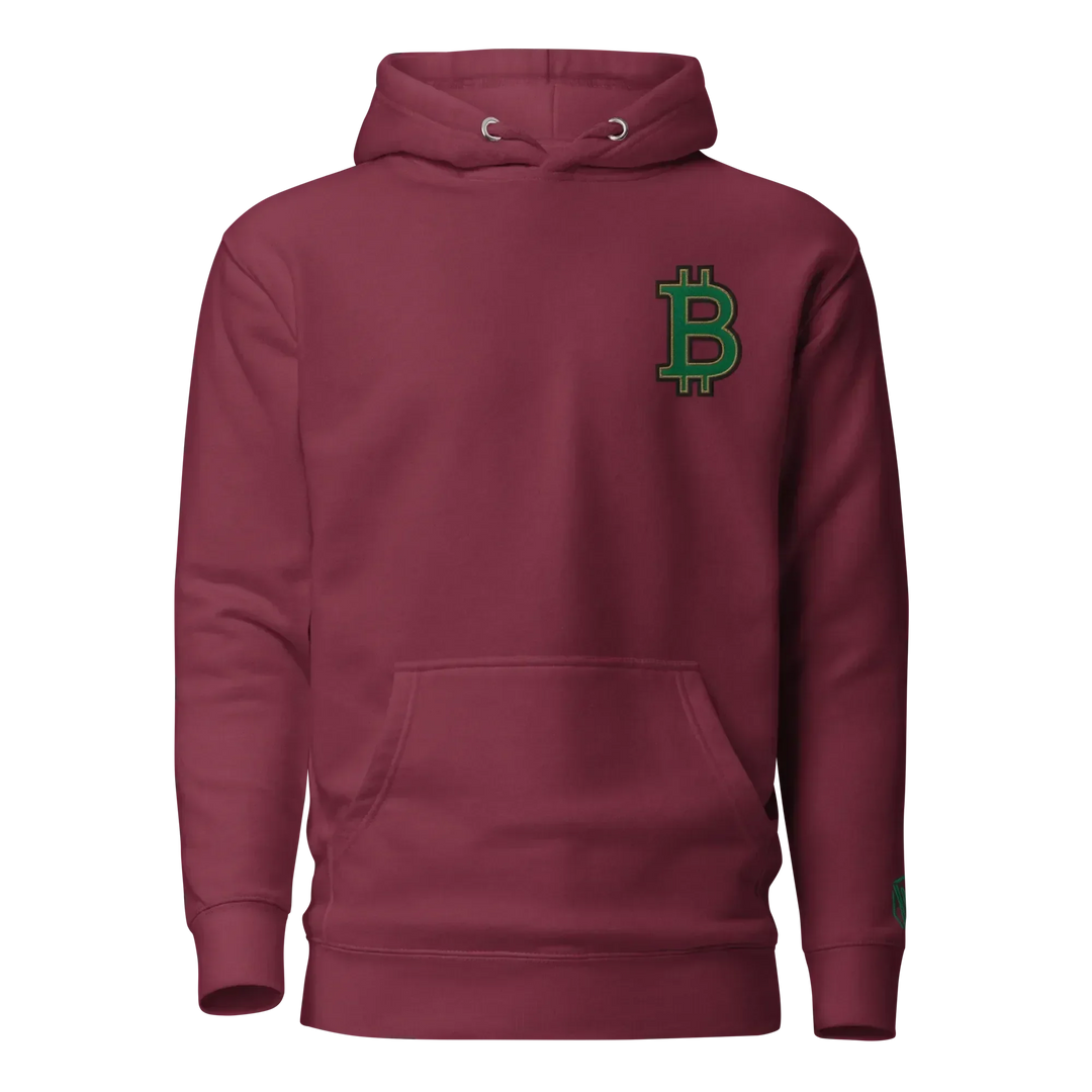 Bitcoin Hoodie HODL³ Green Big B - Bitcoin Hoodie HODL³ Green Big B - Block Wine / S | Exklusive Hoodie Streetwear von HODL®