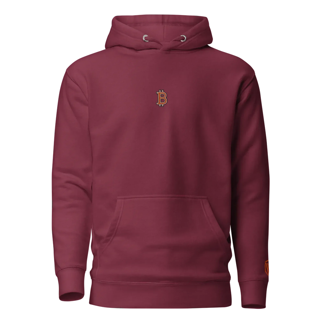 Bitcoin Hoodie HODL³ Orange - Bitcoin Hoodie HODL³ Orange - Block Wine / S | Exklusive Hoodie Streetwear von HODL®