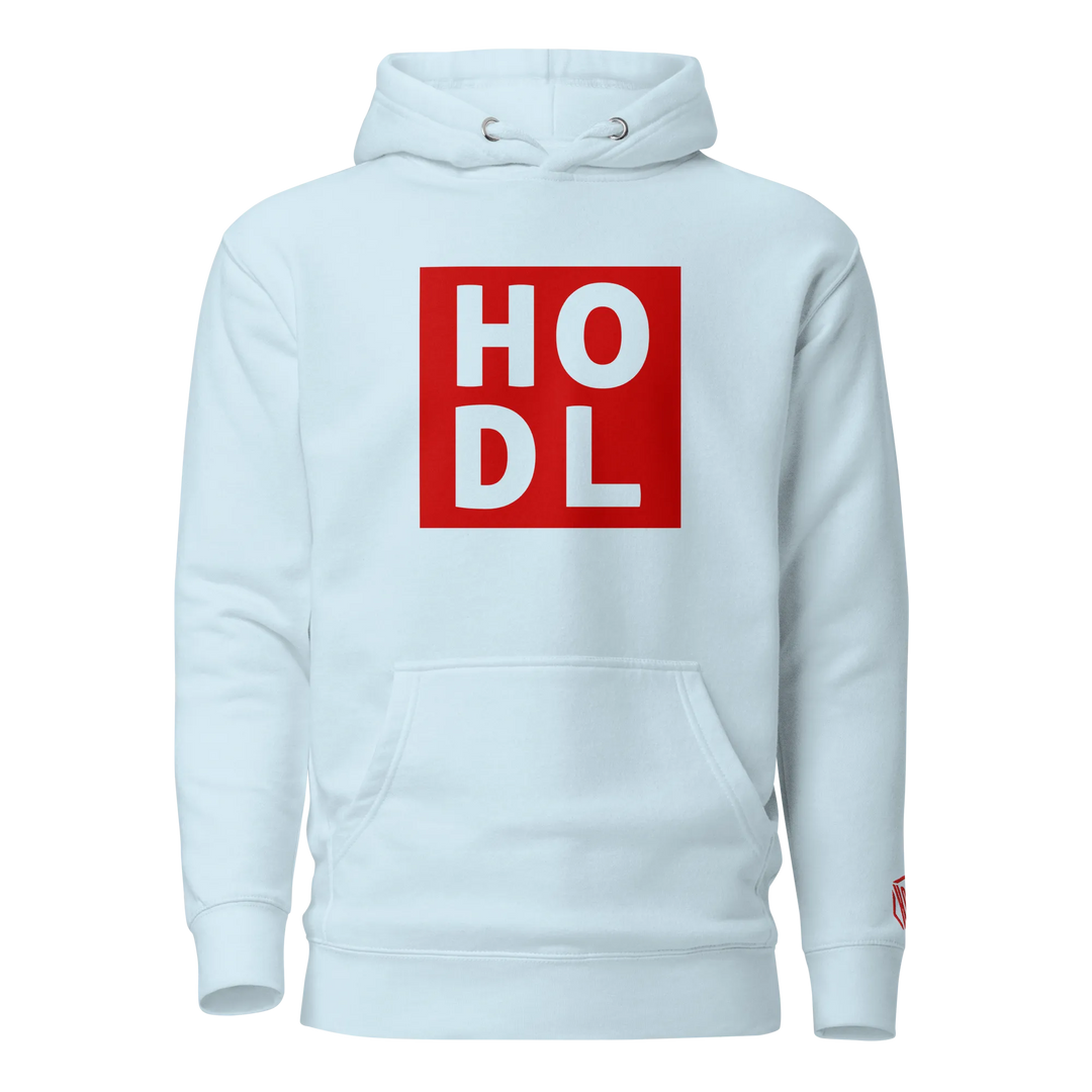 ENTWURF HODL HOODIE BIG RED BOX - ENTWURF HODL HOODIE BIG RED BOX - Sky Blue / S | Exklusive Hoodie Streetwear von HODL®