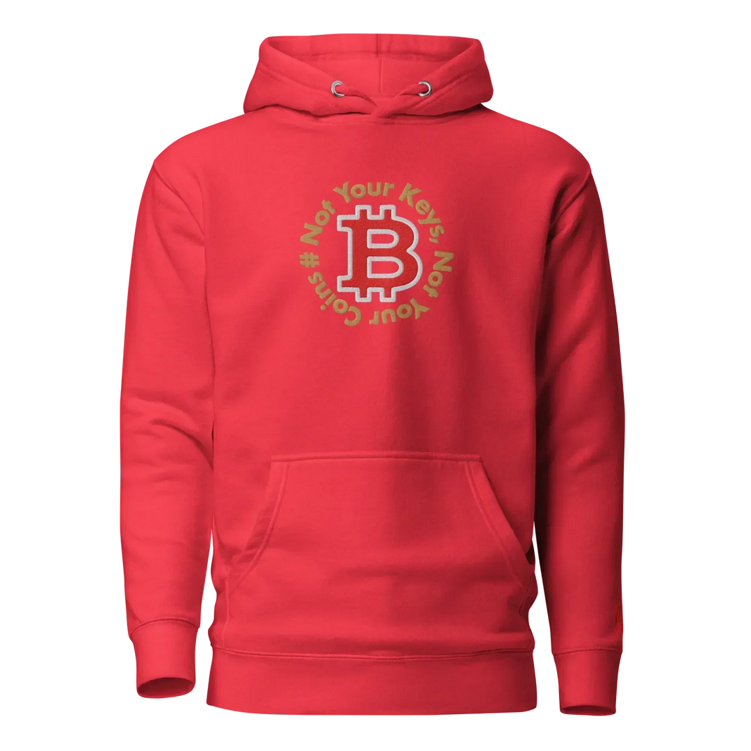 Bitcoin Hoodie NYKNYC Circles Red - Bitcoin Hoodie NYKNYC Circles Red - Red Pill / S | Exklusive Hoodie Streetwear von HODL®