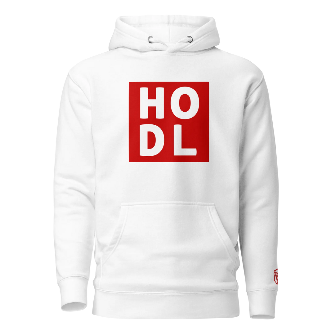 ENTWURF HODL HOODIE BIG RED BOX - ENTWURF HODL HOODIE BIG RED BOX - Weiß / S | Exklusive Hoodie Streetwear von HODL®