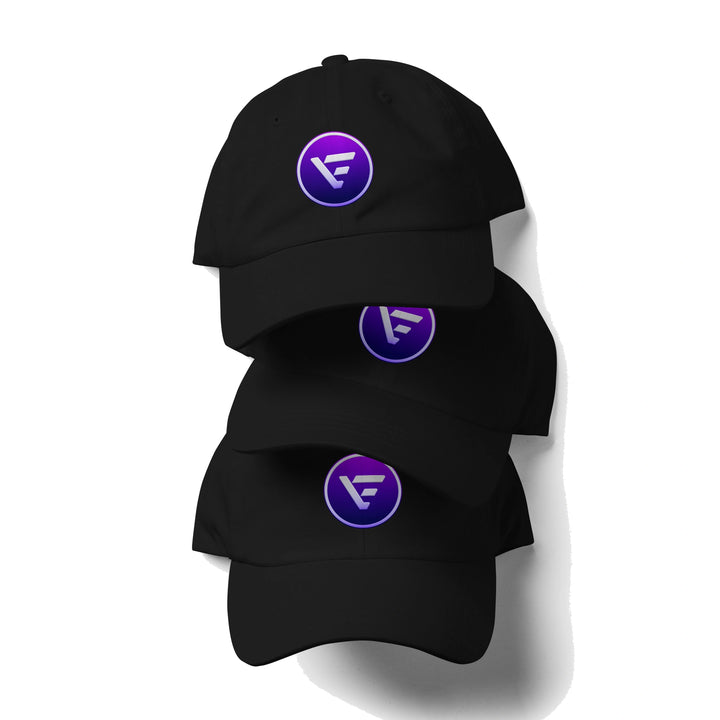 black velix dad hat stack with velix logo crypto streetwear cap