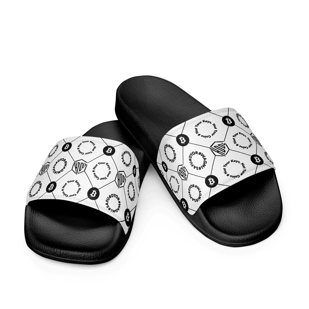 HODL Damen Badelatschen "First Edition White" - HODL Damen Badelatschen "First Edition White" - Schwarz / 5.5 | Exklusive Badelatschen Streetwear von HODL®